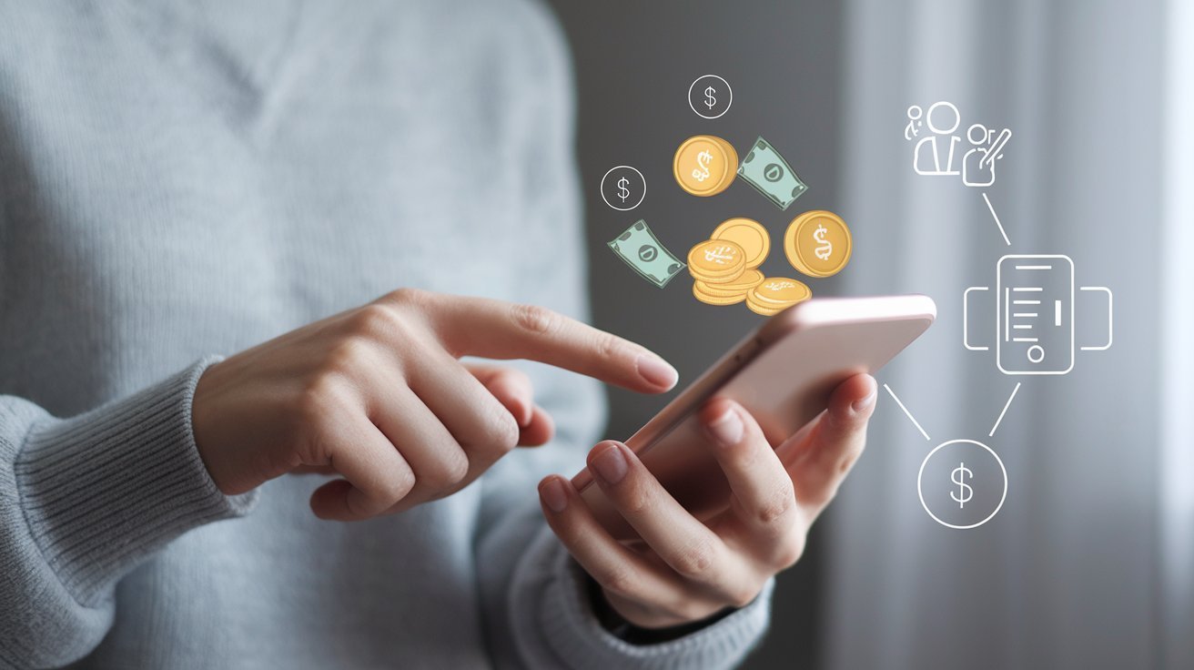 Imagen de una persona utilizando la banca online para evitar pagar comisiones por una transferencia bancaria desde su smartphone