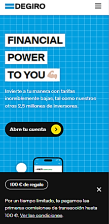Los Mejores Brokers, imagen de captura de pantalla del broker DEGIRO en dispositivos móviles