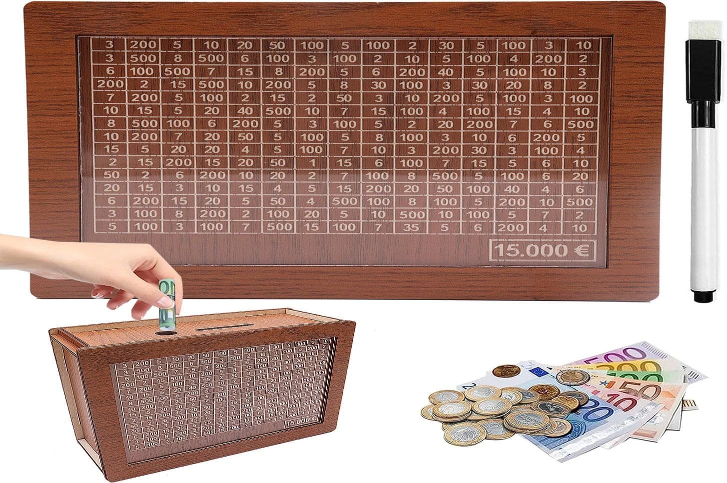 Caja de Ahorros de Madera para Ahorrar Dinero Día a Día
