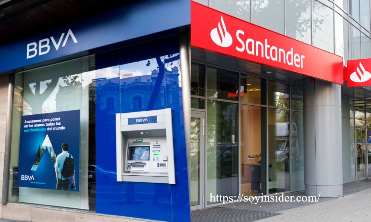 Escaparate de BBVA y Santander