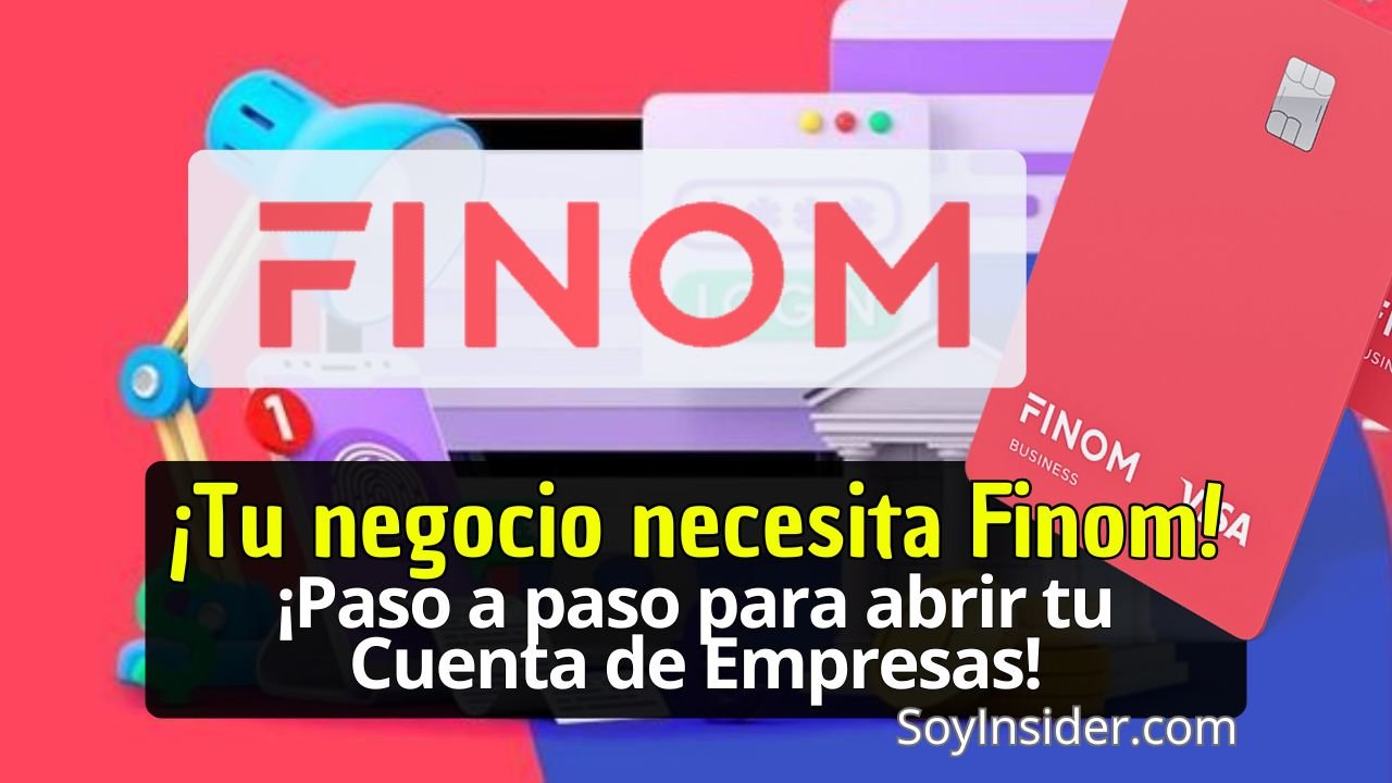 Cómo Abrir Cuenta Empresa Online Finom Tu guía definitiva paso a paso. en la imagen el logo de Finom y debajo la frase que dice: ¡Tu negocio necesita Finom! ¡Paso a paso para abrir tu cuenta de empresas!