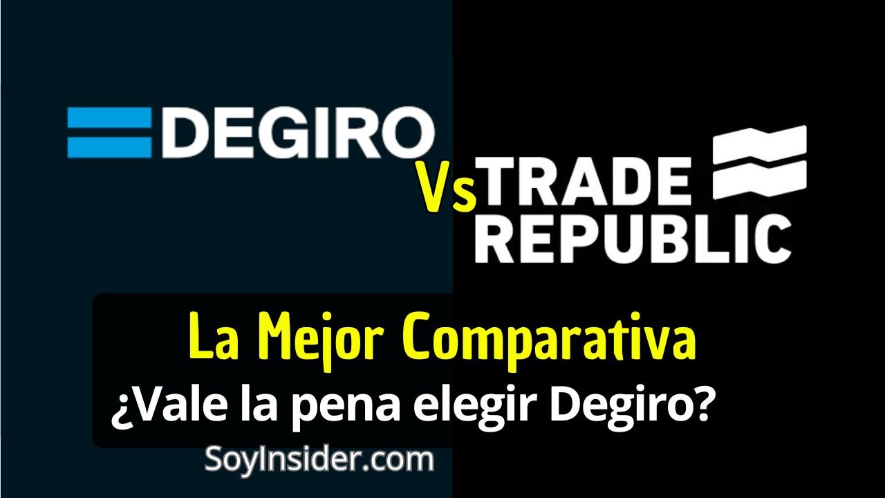 Degiro vs Trade Republic, la batalla de las plataformas de inversión. cual es la mejor. en la imagen el logo de degiro frente vs el logo de trade republic en contienda. con la frase: la mejor comparativa