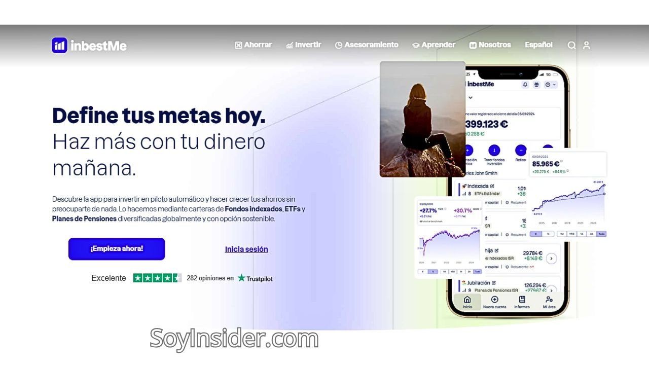 Captura de pantalla de la plataforma web, de Inbestme cuenta de ahorro