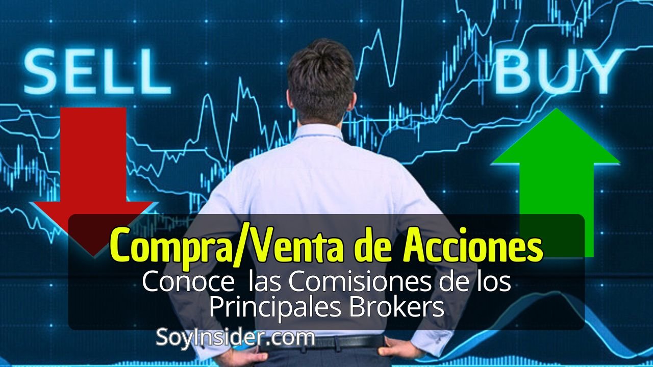 Las Comisiones de Compraventa de Acciones. Los 5 principarles brokers del mercado. la mejor Comparativa. en la imagen un hombre viendo una pantalla con gráficos de compra y venta de acciones