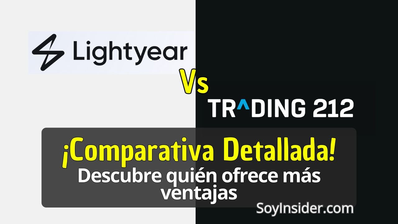 Logos de Lightyear vs Trading 212, debajo una frase que dice: ¡Comparativa Detallada! descubre quien ofrece más ventajas