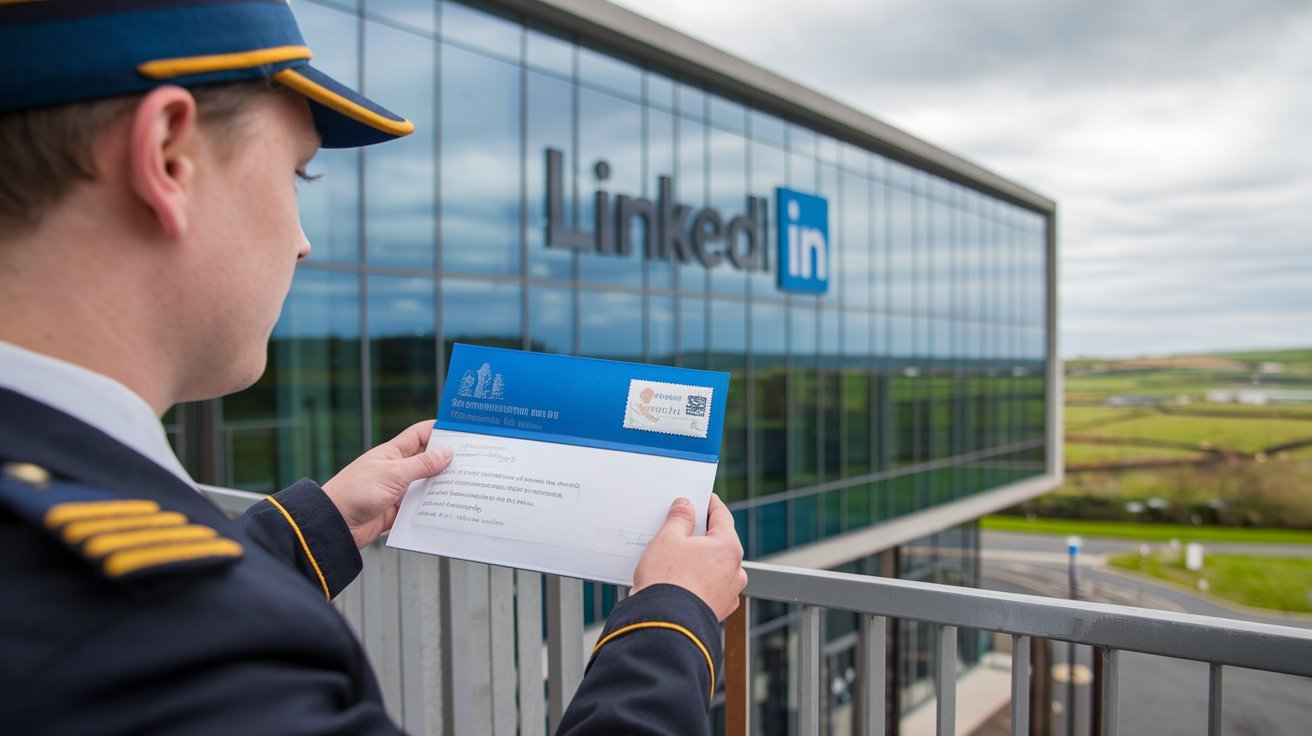 Multa a LinkedIn. Trabajadora de los servicios postales de Irlanda se acerca a la sede de la compañía para entregar la notificación