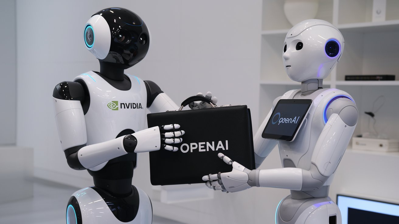 Robot de Nvidia entrega maletín tras acuerdo para ronda de financiación de OpenAI