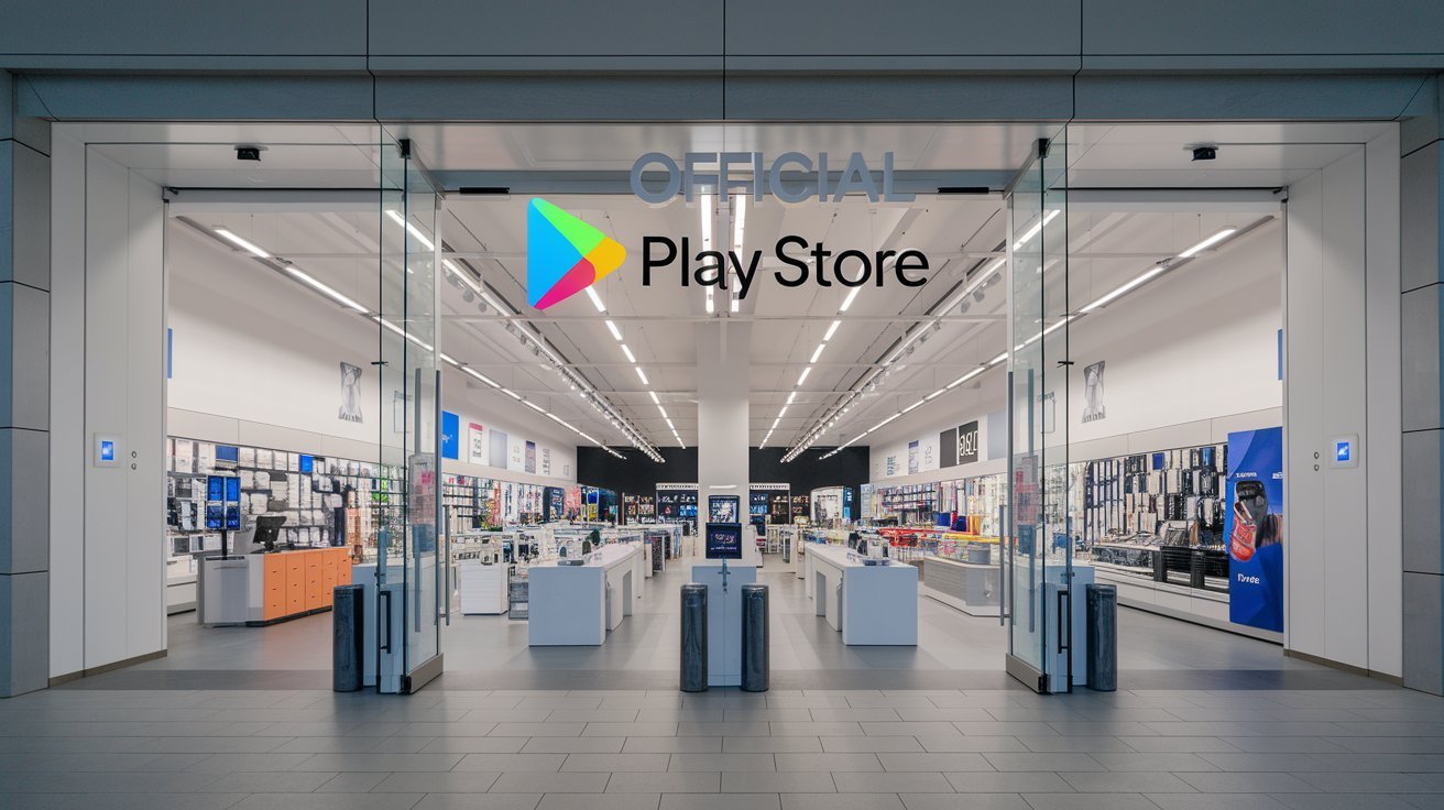 Recreación de una tienda física de Play Store totalmente abierta tras la sentencia antimonopolio contra Google