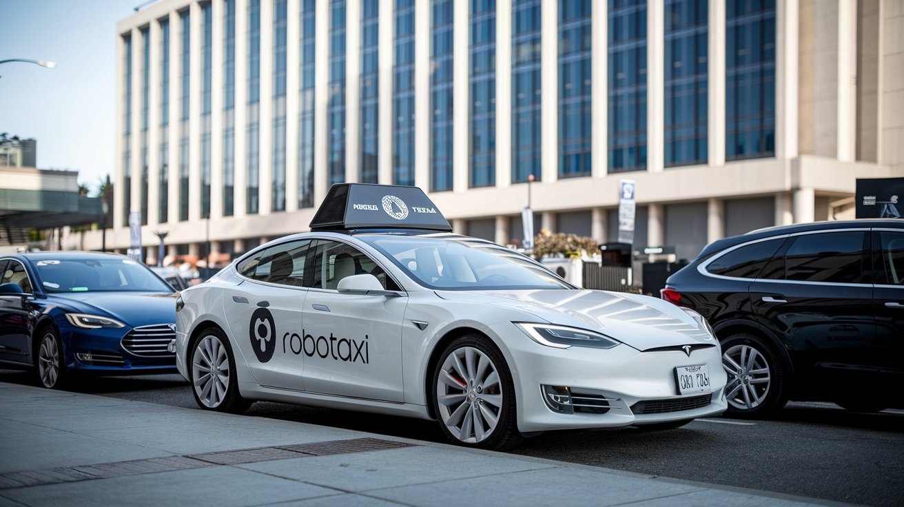 Prototipo de taxi tesla autónomo sin conductor