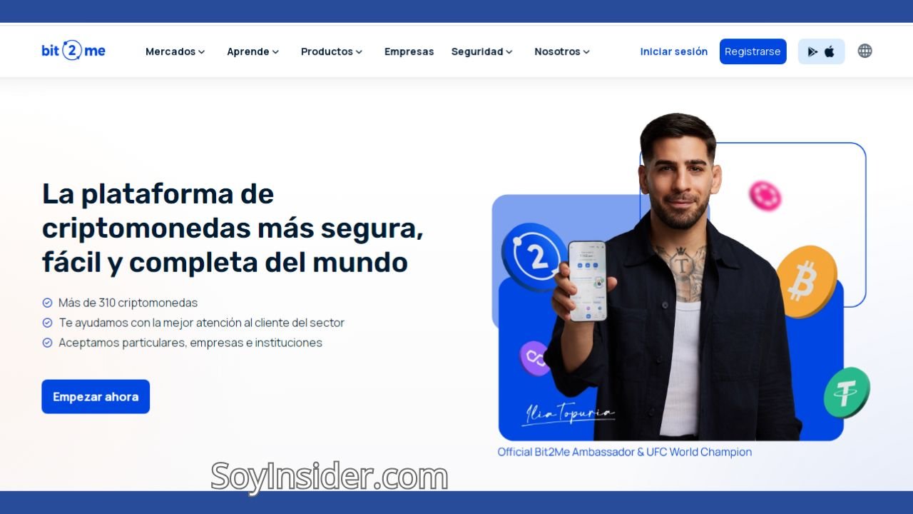 Captura de pantalla de la plataforma crypto Bit2me para ser comparada con Kraken