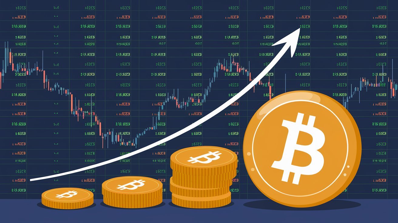 Bitcoin supera los 82.000 dólares. Gráfico ilustrativo del alza de la criptomoneda