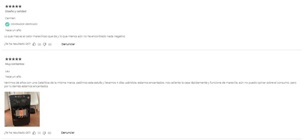 Capatura de pantalla de Opiniones Orbegozo HCE 73 - Estufa de gas butano, cerámica, 4200 W en elcorteingles