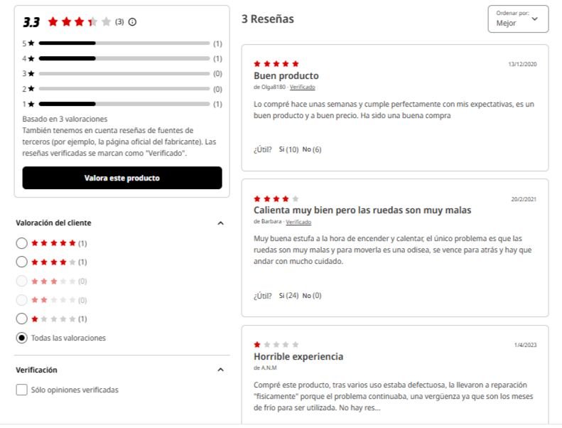 Captura de pantalla de Opiniones Orbegozo HCE 73 - Estufa de gas butano, cerámica, 4200 W en mediamarkt