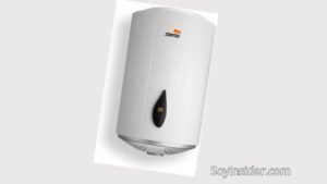 Calentador de agua eléctrico Cointra en color blanco, con diseño cilíndrico y pantalla digital que muestra la temperatura en 38 grados. En la parte superior del calentador se encuentra el logotipo de la marca "Cointra". Abajo a la derecha de la imagen aparece el texto "SoyInsider.com".