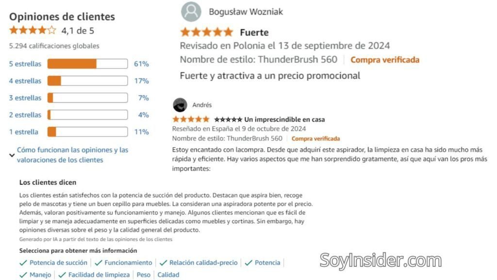 Opiniones de Usuarios sobre el Cecotec Conga Thunderbrush 560