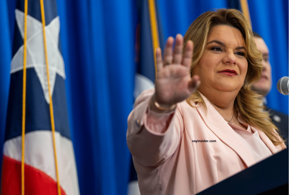Jennifer González durante su toma de posesión como gobernadora de Puerto Rico, hablando sobre la estadidad y los derechos ciudadanos.