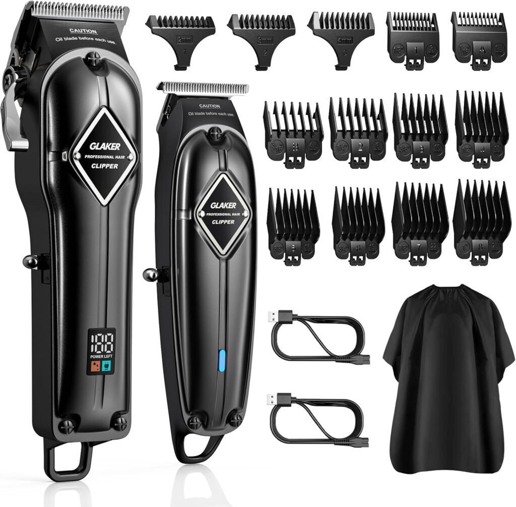 Máquina de cortar pelo GLAKER para hombre: diseño profesional con cuchillas afiladas, múltiples ajustes de longitud y batería de larga duración. Ideal para cortes precisos en casa.