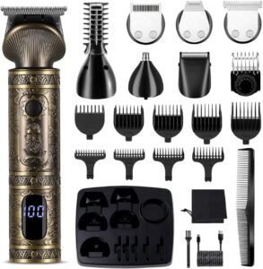 Imagen de la **Surker Recortadora de Barba** y **Afeitadora Eléctrica para Hombre** con diseño ergonómico, cuchillas de precisión y accesorios para un afeitado y perfilado profesional. Ideal para un acabado limpio y definido.