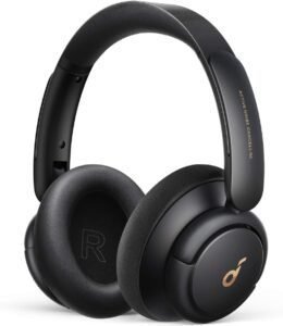 Imagen de los auriculares inalámbricos Bluetooth Soundcore de Anker Q30, con diseño moderno y diadema ajustable. Calidad de sonido Hi-Res con cancelación de ruido activa para una experiencia de audio envolvente.