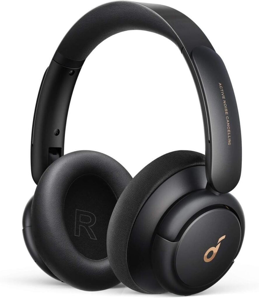 Imagen de los auriculares inalámbricos Bluetooth Soundcore de Anker Q30, con diseño moderno y diadema ajustable. Calidad de sonido Hi-Res con cancelación de ruido activa para una experiencia de audio envolvente.