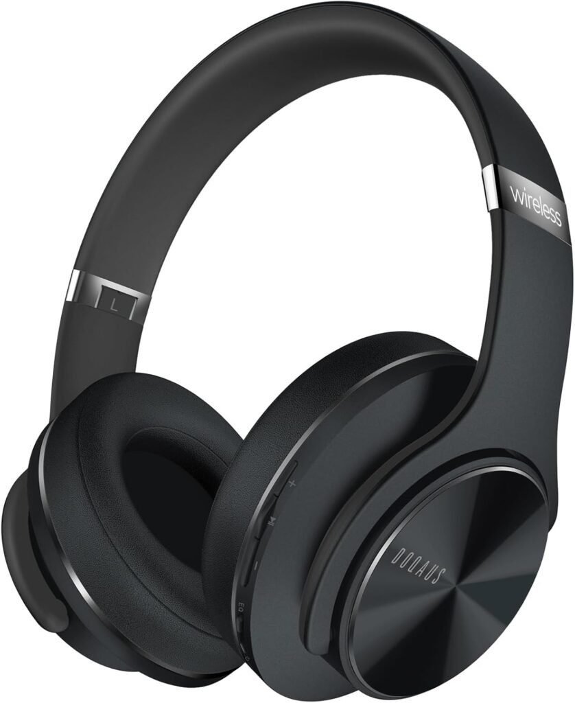 Auriculares Inalámbricos Bluetooth DOQAUS con diseño ergonómico, sonido de alta calidad y batería de larga duración. Ideales para disfrutar de música y llamadas con total comodidad. Compatibles con múltiples dispositivos.