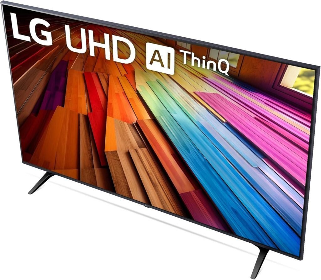 Imagen del Smart TV LG 65UT80006LA de 65 pulgadas, UHD 4K, Serie UT80. Diseño elegante y tecnología avanzada para una experiencia de entretenimiento inmersiva. Ideal para disfrutar de contenido en alta resolución con colores vibrantes y funciones inteligentes.