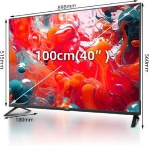 TV QLED CHiQ L40QH7G de 40 pulgadas con HDR en vista frontal, mostrando diseño moderno y pantalla de alta definición ideal para experiencias de entretenimiento envolventes.