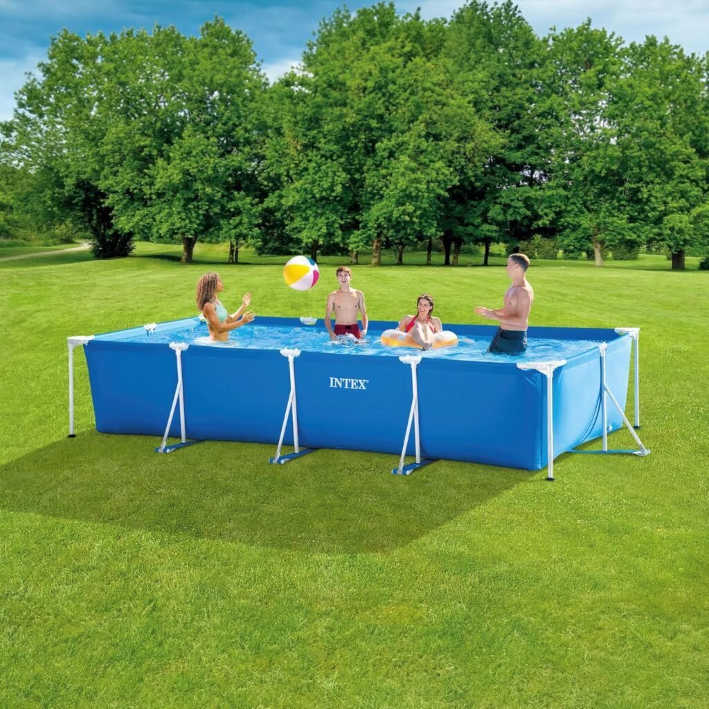 Piscina desmontable Intex 28273NP Small Frame con estructura tubular de acero resistente, ideal para jardín, fácil de montar y perfecta para refrescarse en verano.