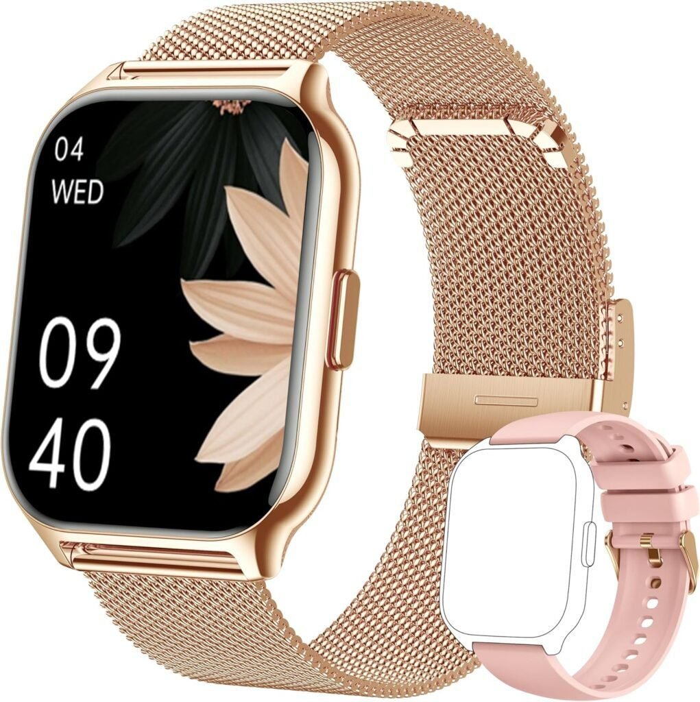 Reloj inteligente ZOSKVEE para mujer en color elegante, con pantalla táctil, monitor de actividad, ritmo cardíaco y notificaciones. Diseño moderno y funcional, ideal para uso diario y deportivo.