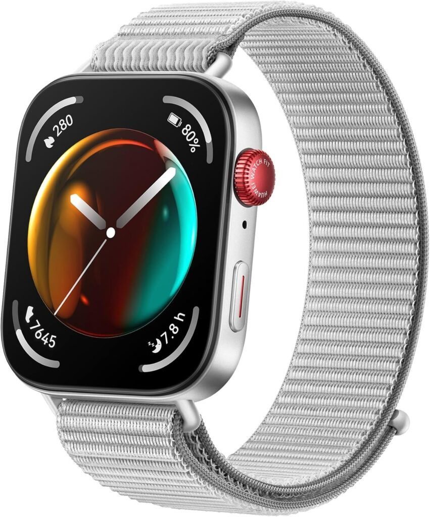 Imagen del HUAWEI Watch FIT 3 con pantalla AMOLED de 1.82 pulgadas. Diseño moderno, resistente y ligero, ideal para monitoreo de actividad física y salud.