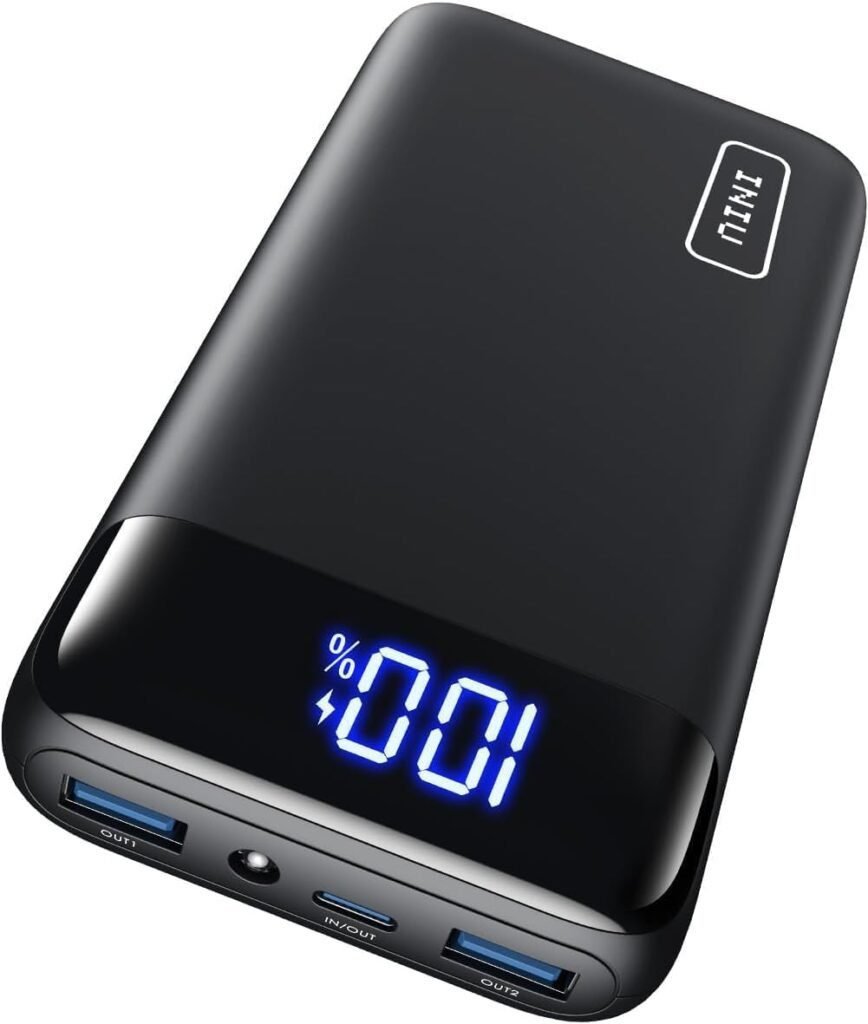 Imagen del INIU Power Bank 22.5W 20000mAh, batería externa de carga rápida con diseño compacto y moderno, ideal para cargar dispositivos múltiples con alta eficiencia.