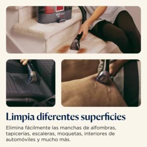 Imagen del aspirador BISSELL SpotClean ProHeat para tapicería, limpiador de manchas portátil con tecnología de agua caliente ideal para sofás, alfombras y asientos de coche.