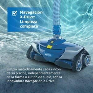 Imagen del limpiafondos automático Zodiac MX8 para piscinas, robot aspiradora de succión de alto rendimiento, diseño robusto y eficiente para limpieza completa de piscinas, ideal para opiniones y reseñas de usuarios.