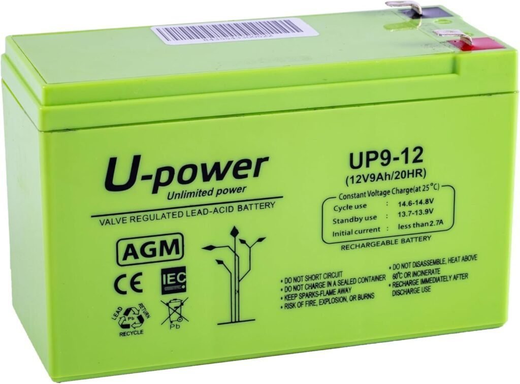 Batería Master U-Power AGM UP 9Ah 12V - Opiniones y características. Imagen del producto con diseño compacto, tecnología de plomo AGM y alto rendimiento para sistemas de energía.