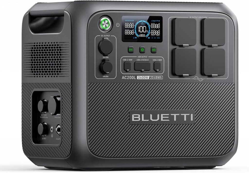 Generador Solar BLUETTI AC200L de 2048Wh con batería LiFePO4 | Opiniones y características del potente generador portátil ideal para emergencia y energía renovable.
