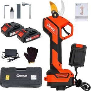 Imagen de las tijeras de podar eléctricas OUTIGO con baterías de 3000mAh y 21V. Diseño ergonómico, cuchillas afiladas y batería de larga duración para una poda eficiente y sin esfuerzo. Ideal para jardinería y poda profesional.