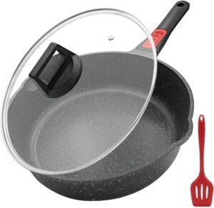 Imagen del Bobikuke Sartén 28 cm Antiadherente. Diseño versátil y duradero con revestimiento antiadherente para una cocción uniforme y sin residuos. Ideal para todo tipo de cocinas.