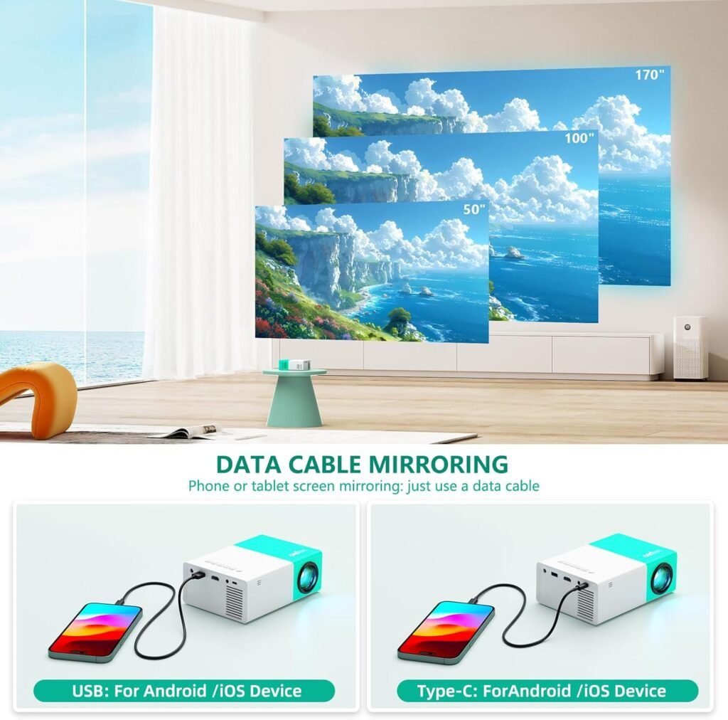 Proyector portátil WiFi Wepvo: disfruta de imágenes nítidas y brillantes en cualquier lugar. Diseño compacto y fácil de transportar, ideal para cine en casa o presentaciones. Compatible con múltiples dispositivos para una experiencia versátil.