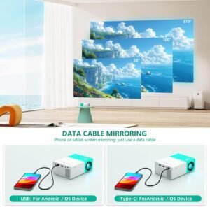 Proyector portátil WiFi Wepvo: disfruta de imágenes nítidas y brillantes en cualquier lugar. Diseño compacto y fácil de transportar, ideal para cine en casa o presentaciones. Compatible con múltiples dispositivos para una experiencia versátil.
