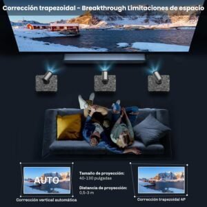 Mini proyector portátil HIPPUS Mini Proyector de Corto Alcance 4K, ideal para disfrutar de imágenes en alta resolución con gran nitidez. Diseño compacto y fácil de transportar. Perfecto para cine en casa y presentaciones.