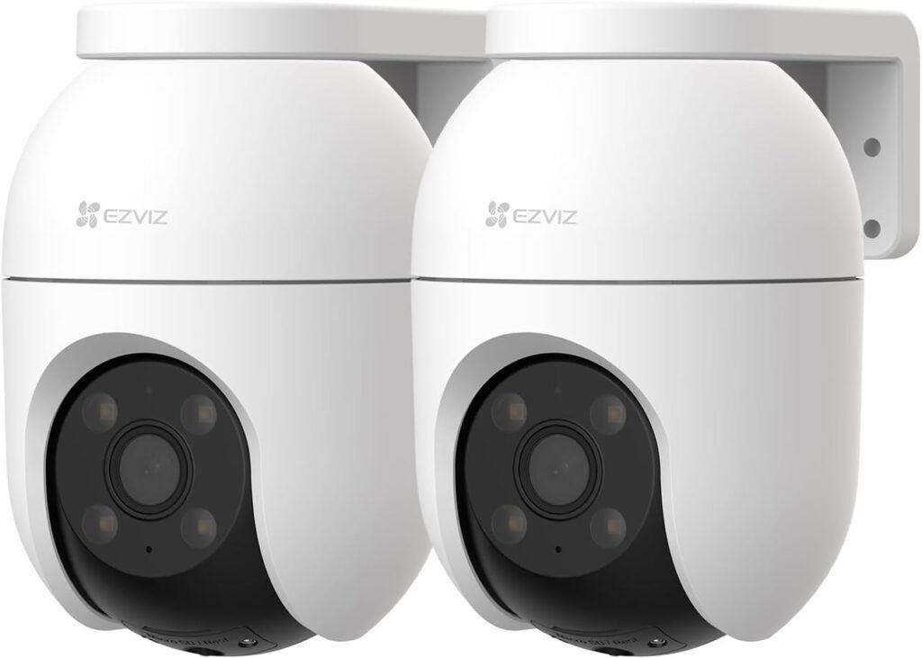 Imagen del producto EZVIZ 2PCS Cámara Vigilancia WiFi Exterior 360°: pack de dos cámaras de seguridad inalámbricas con visión nocturna, detección de movimiento y giro 360° para una vigilancia completa del hogar o negocio. Diseño resistente al agua y fácil instalación.