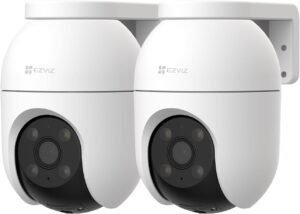 Imagen del producto EZVIZ 2PCS Cámara Vigilancia WiFi Exterior 360°: pack de dos cámaras de seguridad inalámbricas con visión nocturna, detección de movimiento y giro 360° para una vigilancia completa del hogar o negocio. Diseño resistente al agua y fácil instalación.