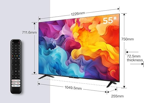 Imagen del televisor TCL 55V6B de 55 pulgadas con resolución 4K Ultra HD y tecnología HDR, Smart TV moderno ideal para disfrutar contenido en alta definición, diseño elegante y pantalla sin bordes.