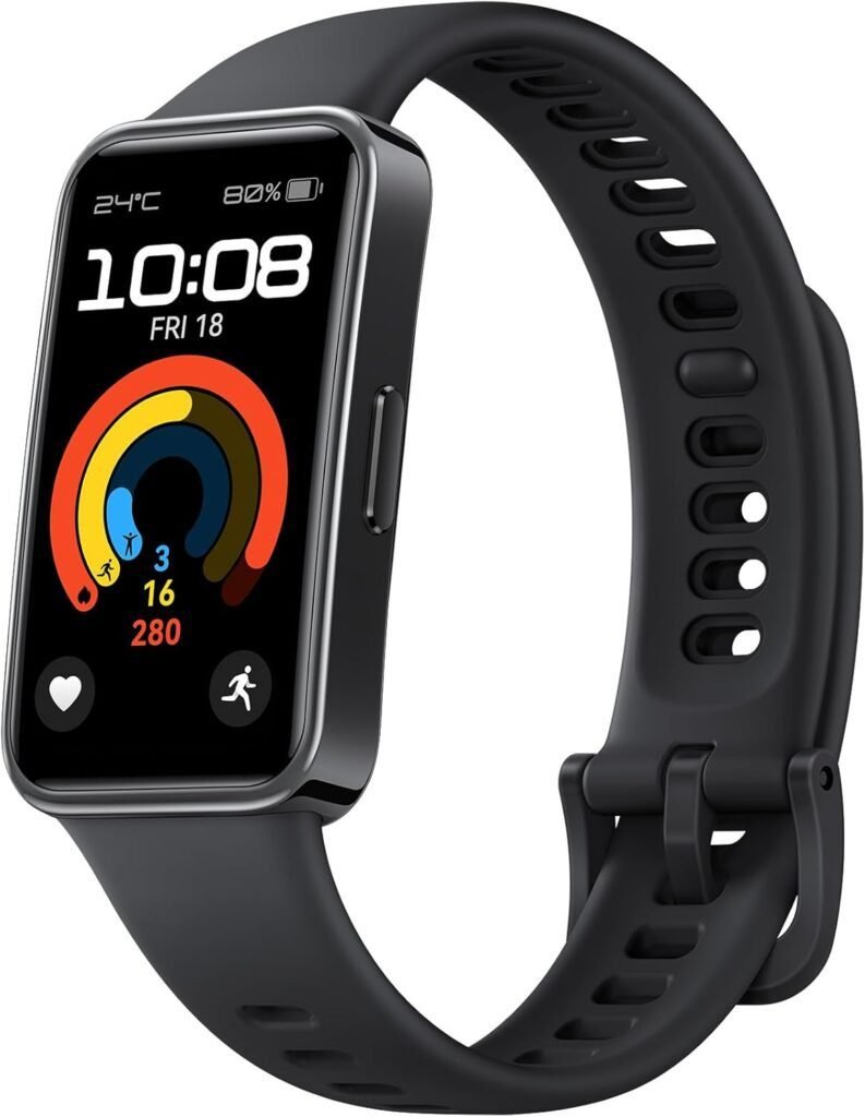 Pulsera inteligente HUAWEI Band 9 con pantalla AMOLED de 1.47”, diseño elegante y batería de hasta 2 semanas de duración. Ideal para monitoreo deportivo y salud.