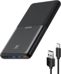 Batería externa VRURC Power Bank 30000mAh con carga rápida 22.5W. Diseño compacto, alta capacidad y múltiples puertos para cargar dispositivos eficientemente en cualquier lugar.