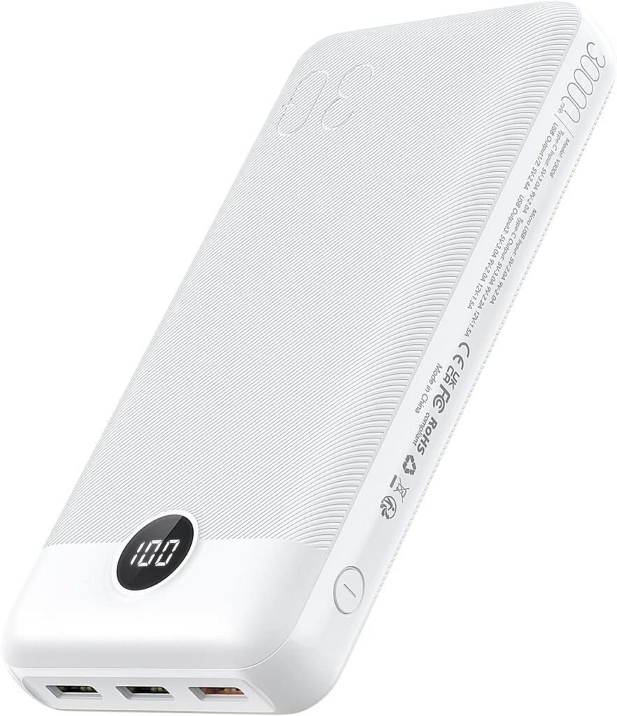 Batería Externa VEGER 30000mAh con Pantalla LED – Power Bank de alta capacidad para cargar múltiples dispositivos. Diseño compacto y portátil, ideal para viajes.