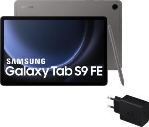 Imagen del Samsung Galaxy Tab S9 FE, la tablet ideal con pantalla envolvente, alto rendimiento y S Pen incluido. Descubre opiniones y características de este potente dispositivo.