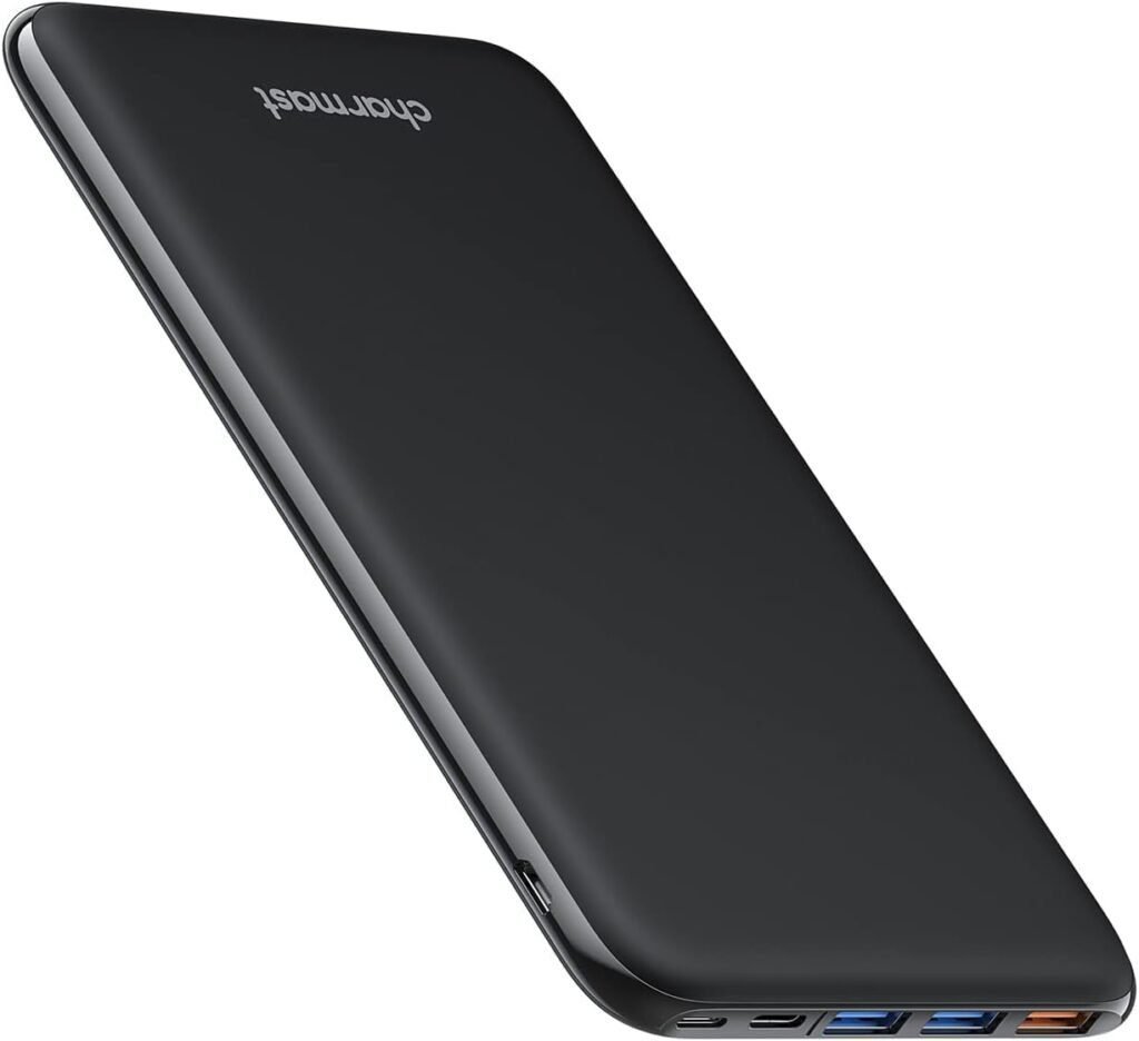 Imagen de la batería externa Charmast 26800mAh con carga rápida de 20W. Power Bank USB C portátil, ideal para cargar varios dispositivos a la vez. Diseño compacto y alta capacidad para uso diario y viajes.