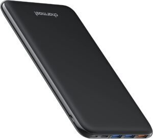 Imagen de la batería externa Charmast 26800mAh con carga rápida de 20W. Power Bank USB C portátil, ideal para cargar varios dispositivos a la vez. Diseño compacto y alta capacidad para uso diario y viajes.