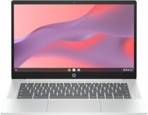 Imagen del portátil **HP Chromebook 14a-nf0001ns** de 14" FHD. Diseño elegante y compacto, ideal para productividad y entretenimiento. Descubre sus características y opiniones.